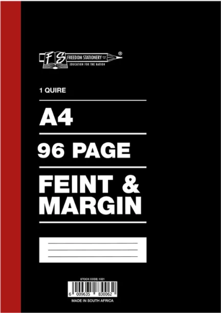 Marlin A4 96pg Hardcover Book A4 Notebook 96pg Hardcover Book - Feint & Margin Pack of 5
