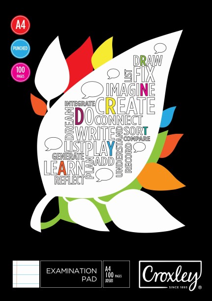 Croxley JD581 100 Sheet Punched & Ruled Feint & Margin A4 Examination Pad