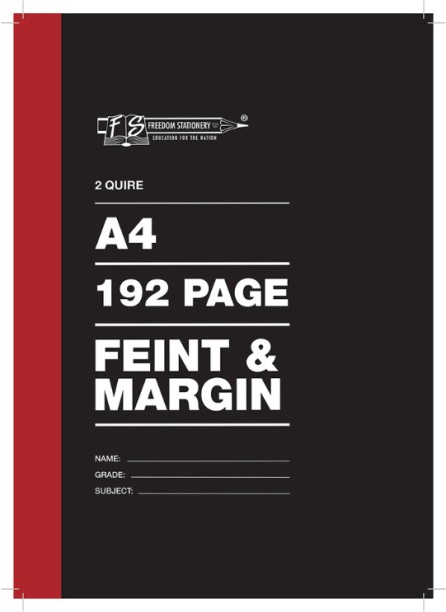Marlin A4 192pg Hardcover Book A4 Notebook A4 2 Quire 192pg Hardcover Book - Feint & Margin Pack of 5