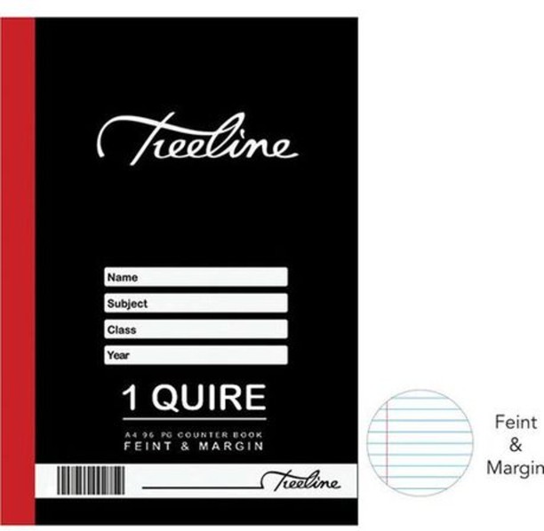 TRELINE BOOKS 1 Quire A4 96 pg - Feint & Margin (Pack of 10) A4 Notebook Feint and Magin