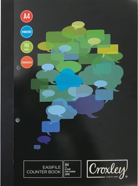 Croxley 2-Quire 192 Page Feint & Margin Easifile Punched &Perforated A4 A4 Notebook Ruled