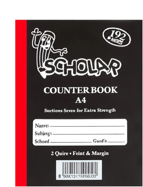 scholar A4 2QUIRE COUNTER BOOK A4 Notebook FEINT AND MARGIN
