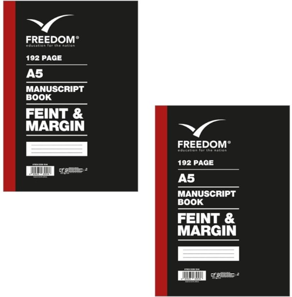 Freedom 192 Pages Manuscript Books A5 Notebook Feint and Margin