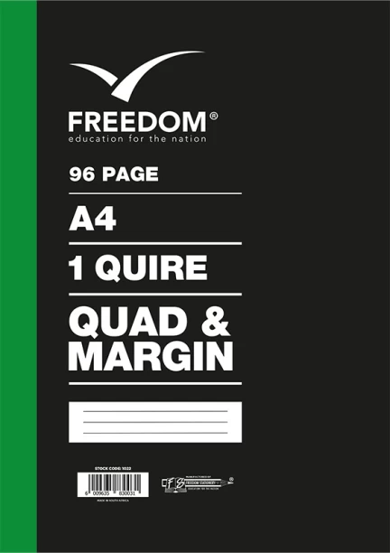 Freedom 1 Quire / 96 Pages Counter Books A4 Notebook Quad and Margin