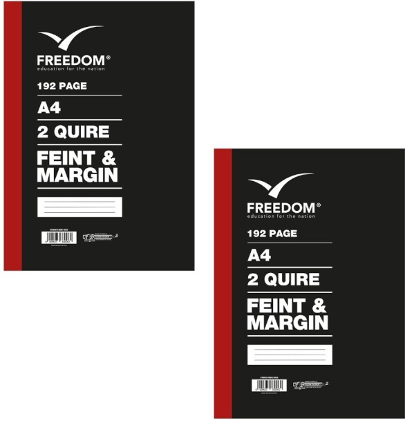 Freedom 2 Quire / 192 Pages Counter Books A4 Notebook Feint and Margin
