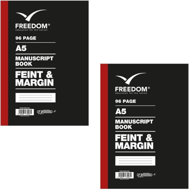 Freedom 96 Pages Manuscript Books A5 Notebook Feint and Margin