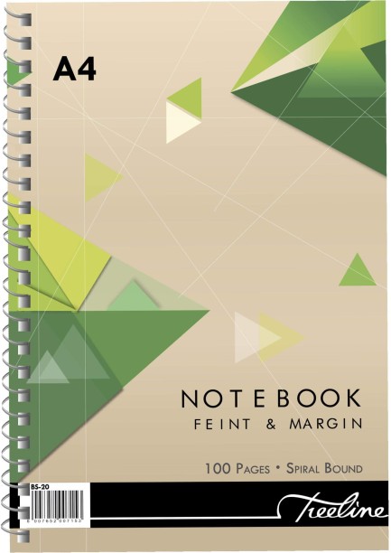 BSC TREELINE Spiral Note Books A4 Side Bound Wiro 100 pg (Pack of 10) A4 Notebook Feint and Magin