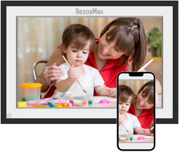 BezosMax WiFi 32 GB Internal Memory 10.1 Inch Smart WiFi Digital Photo Frame - 1280x800 IPS Touchscreen, Auto-Rotate, Instant Photo Sharing via Frameo App from Anywhere