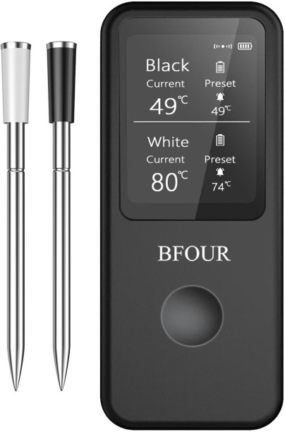 RAR BFOUR 524FT Wireless Meat Thermometer, Bluetooth Meat Thermometer Digital Wireless with 2 Probes, Grill Thermometer Wireless with LCD Display, Meat Thermometer for Grill BBQ Oven Smoker Thermometer Thermometer