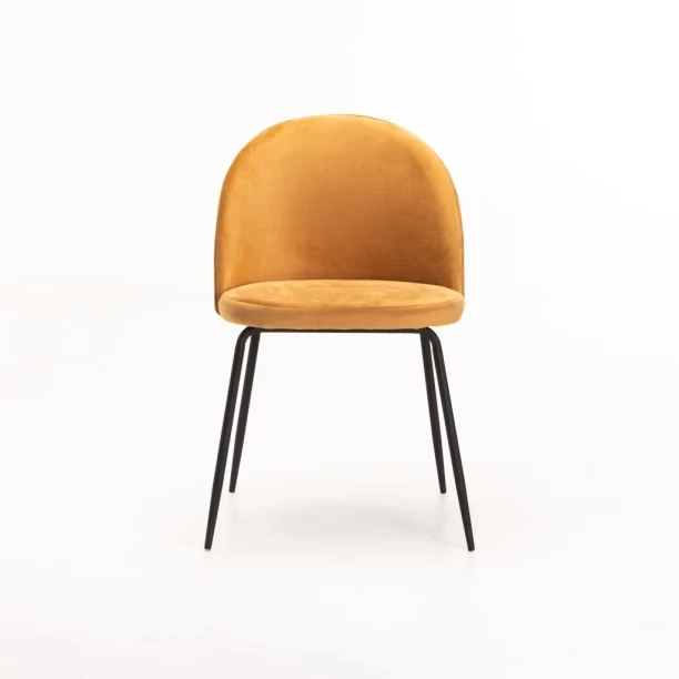 Mona Velvet Dining Chair - Mustard Metal Dining Chair