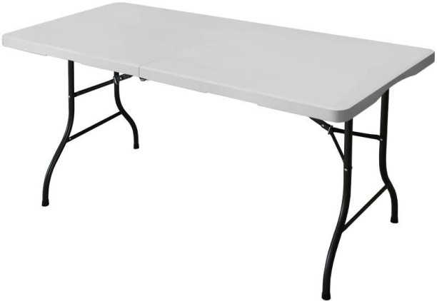ZA Foldind table white White folding table Plastic Corner Table (Finish Colour - white, Pre-assembled) Plastic Dining Table