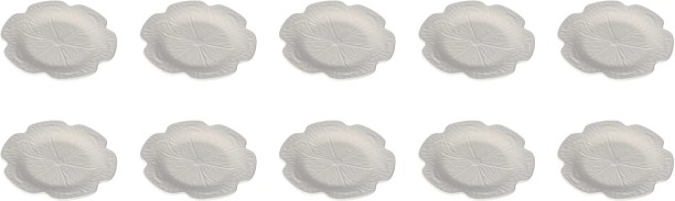 EverythingMART Pack of 10 Ceramic CD10: 10x White Cabage leaf designer ceramic dinner plates Dinner Set