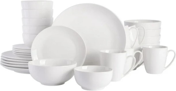 Porcelain Pack of 24 Porcelain White Dinner Set