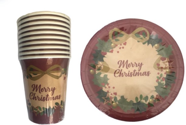 Buzz Fire Christmas Themed Paper plates and Cups Plate, Cup Serving Set