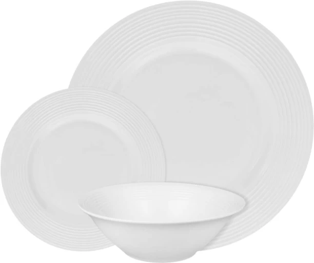 Basic White Ceramic Ribbed Dinner Set 12 piece Dinner Set