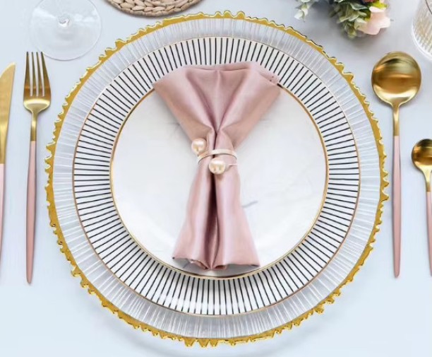 Buds Plastic Elegant Gold Rimmed Plastic Underplate Dinner Set