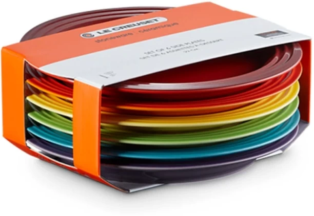 Le Creuset Pack of 6 Ceramic Rainbow Stoneware Set of 6 Side Plates Dinner Set