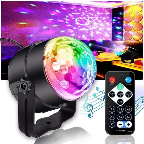 WOODLY Sound-Activated LED Disco Ball Party Light – RGB Stage Light for DJ, Karaoke, Wedding, Club, Bar & Home Events Single Disco Ball