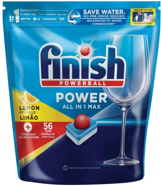 Finish Power All in One Max - Lemon Sparkle Dishwashing Detergent