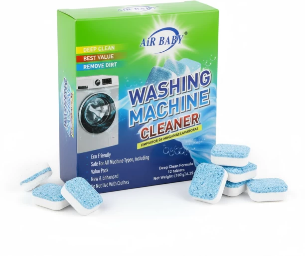 Air Baby Washing Machine Cleaner Tablets 12-Pack - Deep Clean and Deodorize Your Washer
