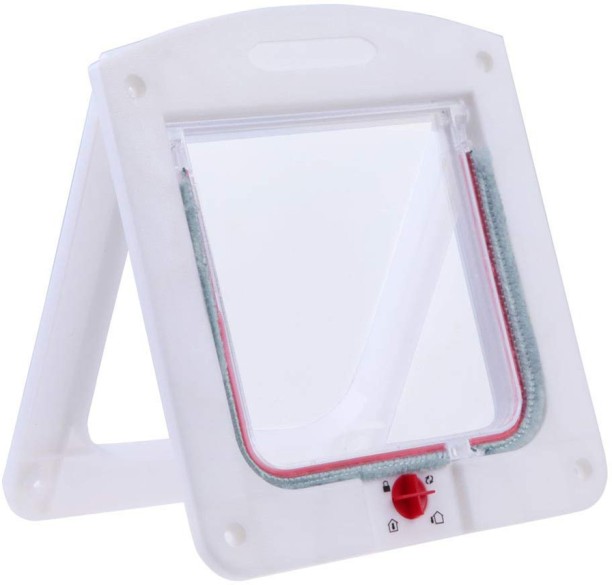 ALANES 4-Way Lockable Pet Flap Door - White Exterior Door Frame