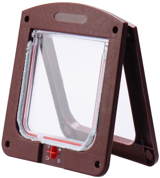 ALANES 4-Way Lockable Pet Flap Door - Coffee Exterior Door Frame