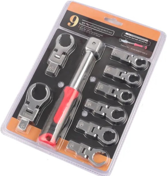 Generic Interchangeable ratchet spanner oil pipe spanner set rocker head plate hand 180 degree rotating gear spanner Specialty Woodworking Bits