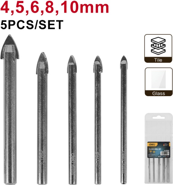 Deli Tools Glass Tiles Drill Bit set Masonry Bits Set