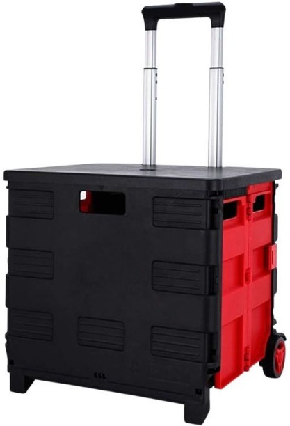 ELCTRO WORLD Polyester Multifunctional Folding Portable Storage Cart with Wheels Storage Basket