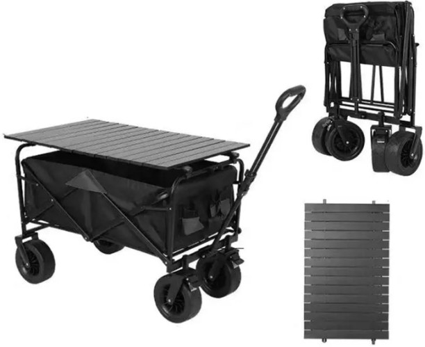 Generic Heavy Duty Outdoor Folding Utility Beach Wagon Cart Universal Wheels Adjustable Handle Plastic Mesh Construction Shopping Drywall and Masonry Cart