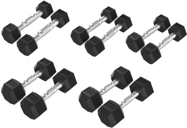 Tunturi Studio 1kg - 5kg Rubber Hex Dumbbell Set Hex Dumbbells