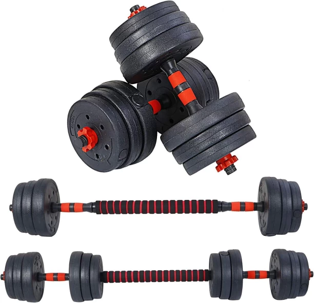 Generic H3 40kg - PVC Dumbbell and Rod Set with Adjustable Barbell Rod Adjustable Dumbbells