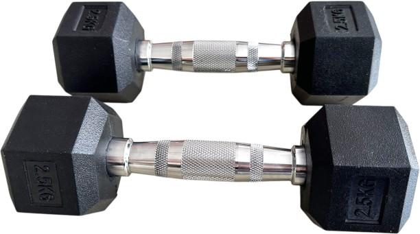 AFRI101 (Pair) Hexagonal Rubber Coated Fixed Weight Dumbbells