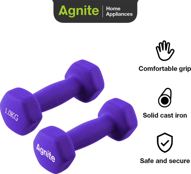 Agnite 1kg Dipped Dumbbell Neoprene Dumbbells