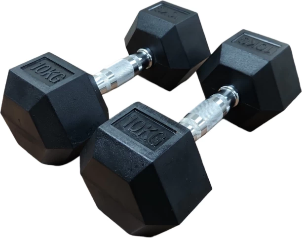 i-FIT Rubber Hexagon Dumbells - 50KG Fixed Weight Dumbbells