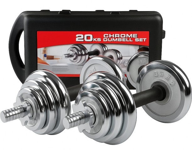 Generic Chrome Weight Set – 20kg, For Strength Training Fixed Weight Dumbbells