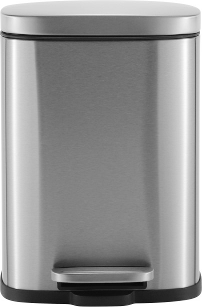 CASA Modena 5L Rectangle Pedal Bin | Soft Close Lid | Black Matte Steel Dustbin