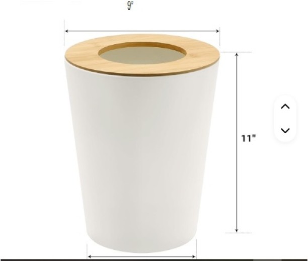 NNE White Bamboo Bin PP (Polypropylene) Dustbin