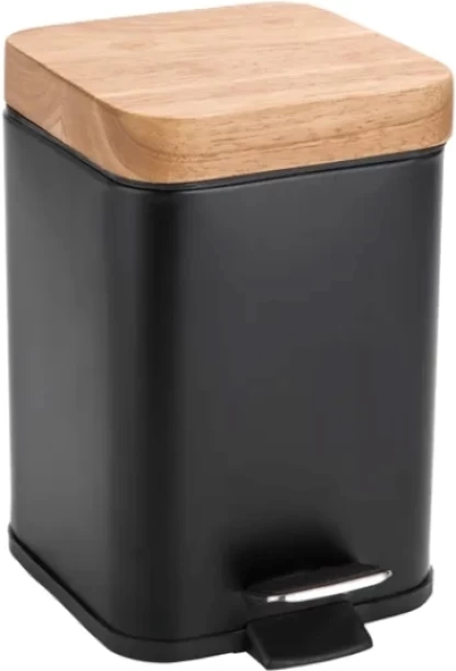 Generic Scandi Dustbin Matt Black 3L Wood Dustbin