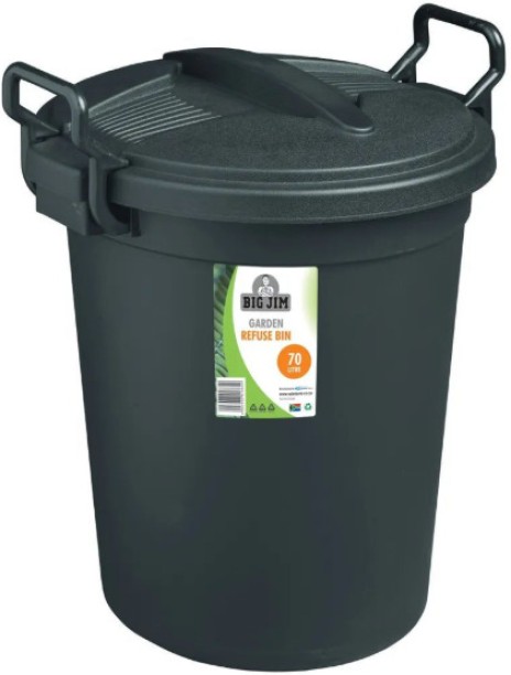 Big Jim Big_ Jim Black Garbage Bin - 70 Litres Plastic Dustbin