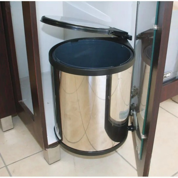 WOODLY Door Mounted Bin, Stainless Steel, 14 Litre Stainless Steel Dustbin