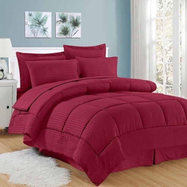 SMTE (230 cm x 230 cm) 5 Piece Stripe Comforter Better Choice (Fleece Blanket)