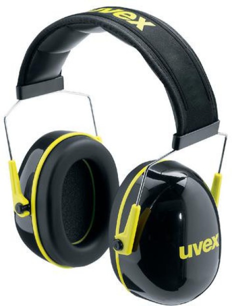 uvex K2 SNR 32 db black/yellow Over The Head Cushion padded Headband Ear Muff