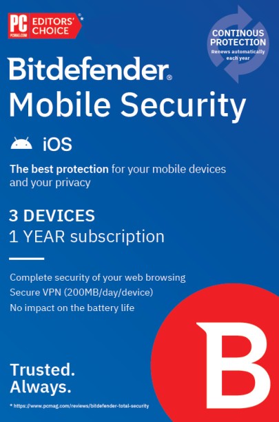 Bitdefender Mobile Security 3 Device 1 Year