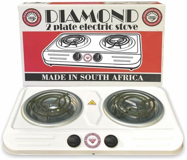 Diamond Double Electric Spiral Hotplate Stove - White Electric Coil Stove
