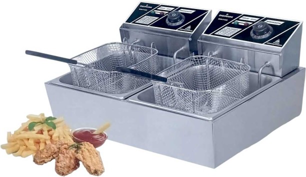 Digimark 12 Litre Large Capacity Brushed steel Dual Tank Electric Deep Fryer 12 L Electric Deep Fryer