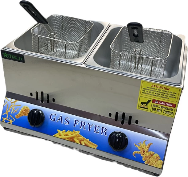 SAM iStar Double Deep Fryer Silver GAS Deep Fryer 12 L Electric Deep Fryer