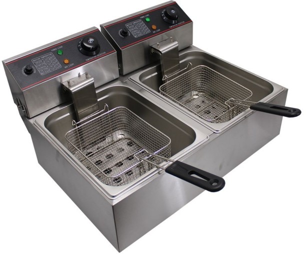 SMTE Commercial Double Tank 12 L Electric Deep Fryer