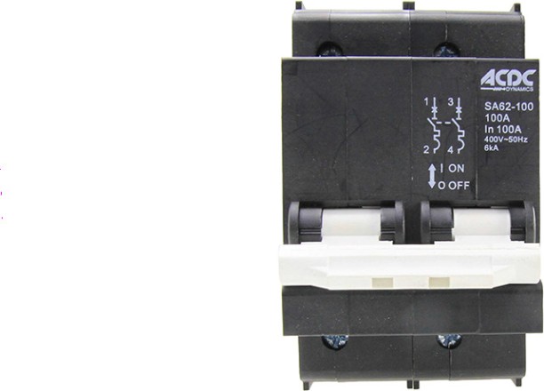 ACDC 100A 2-POLE 6kA C CURVE MINI RAIL MCB 26mm WIDTH Top Hat Horizontal Miniature Circuit Breakers