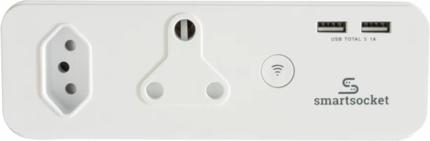 Smartsocket Wifi Adaptor 1 x 3 Pin Euro + 1 x 16 Amp Socket + 2 x USB A 3.1 Amp Power Plug
